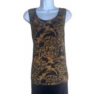 White Stag Women's Plus Size 16/18 Black Gold Embroidered Boho Blouse Top Classy